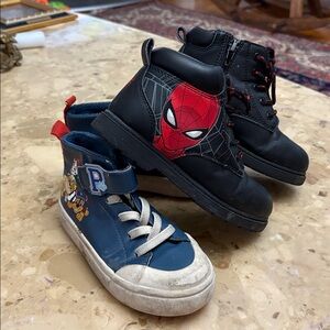 Toddler boy shoe bundle Paw patrol high top spiderman boots size 11